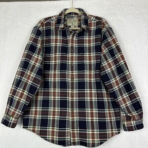 Eddie Bauer Mens Heavy Duty Cotton Twill Plaid Button Up Shirt Size Large Thick